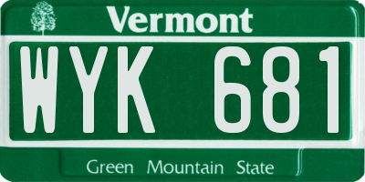 VT license plate WYK681