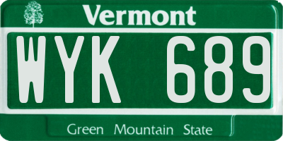 VT license plate WYK689