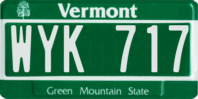 VT license plate WYK717