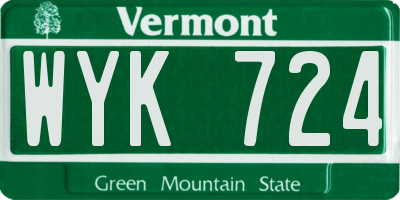 VT license plate WYK724
