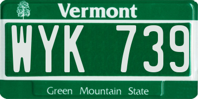 VT license plate WYK739