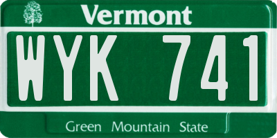 VT license plate WYK741