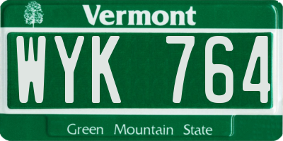 VT license plate WYK764