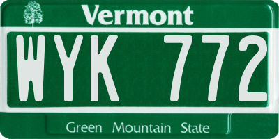 VT license plate WYK772