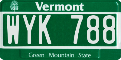 VT license plate WYK788