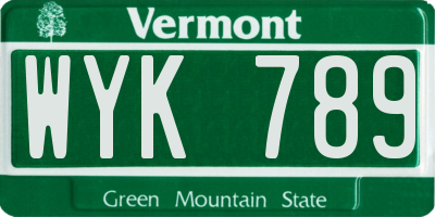 VT license plate WYK789