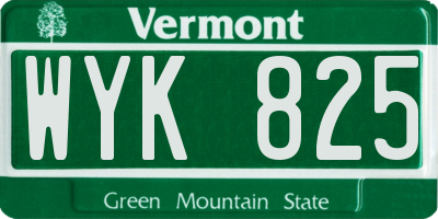 VT license plate WYK825