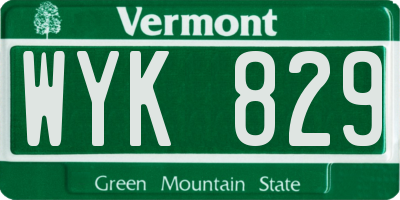 VT license plate WYK829