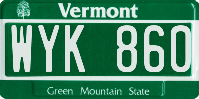 VT license plate WYK860