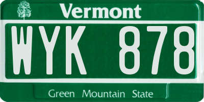 VT license plate WYK878