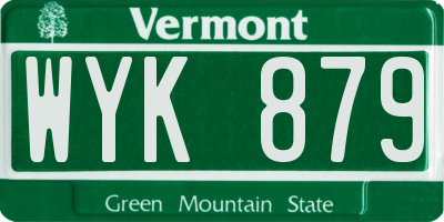 VT license plate WYK879