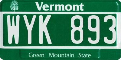 VT license plate WYK893