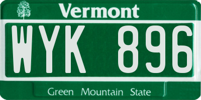 VT license plate WYK896