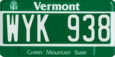 VT license plate WYK938