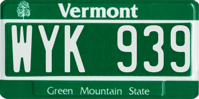 VT license plate WYK939