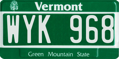 VT license plate WYK968