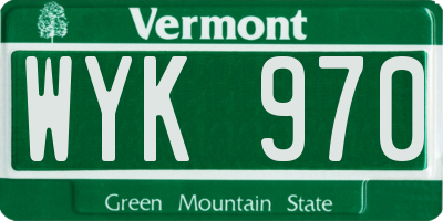 VT license plate WYK970