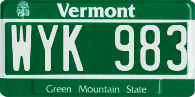 VT license plate WYK983