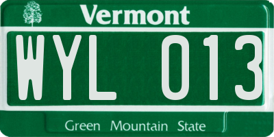 VT license plate WYL013