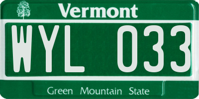 VT license plate WYL033