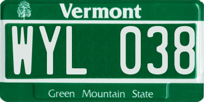VT license plate WYL038
