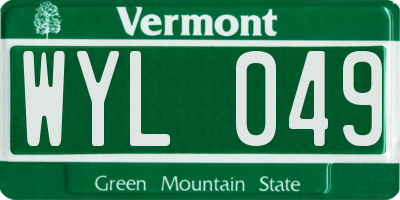 VT license plate WYL049