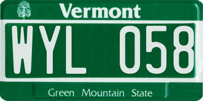 VT license plate WYL058