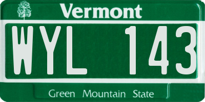 VT license plate WYL143