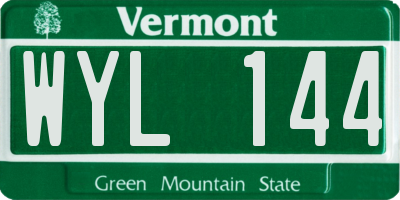 VT license plate WYL144