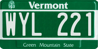 VT license plate WYL221