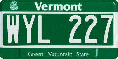 VT license plate WYL227