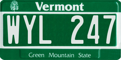 VT license plate WYL247