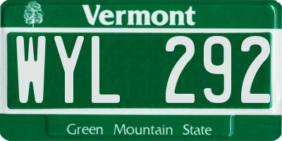 VT license plate WYL292