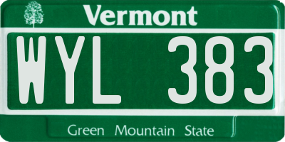 VT license plate WYL383