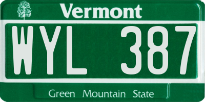 VT license plate WYL387