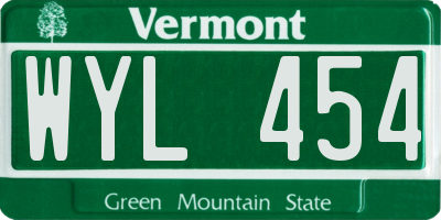 VT license plate WYL454