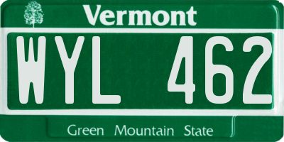 VT license plate WYL462