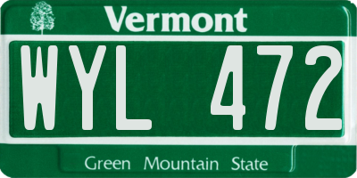 VT license plate WYL472