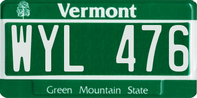 VT license plate WYL476