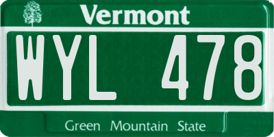 VT license plate WYL478