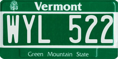 VT license plate WYL522