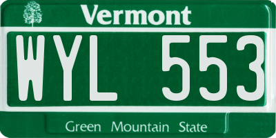 VT license plate WYL553