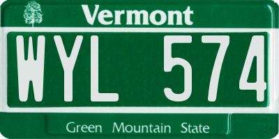 VT license plate WYL574