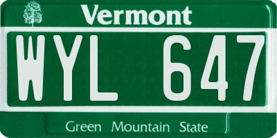 VT license plate WYL647