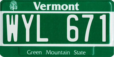 VT license plate WYL671