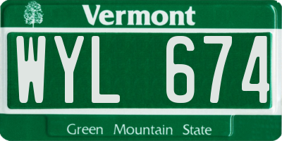 VT license plate WYL674