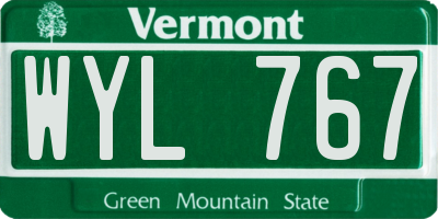 VT license plate WYL767