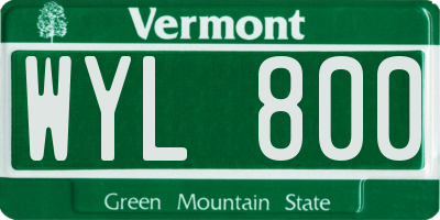 VT license plate WYL800