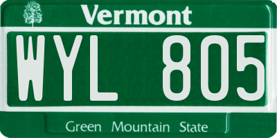 VT license plate WYL805