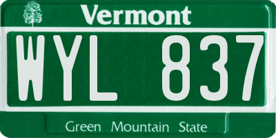 VT license plate WYL837